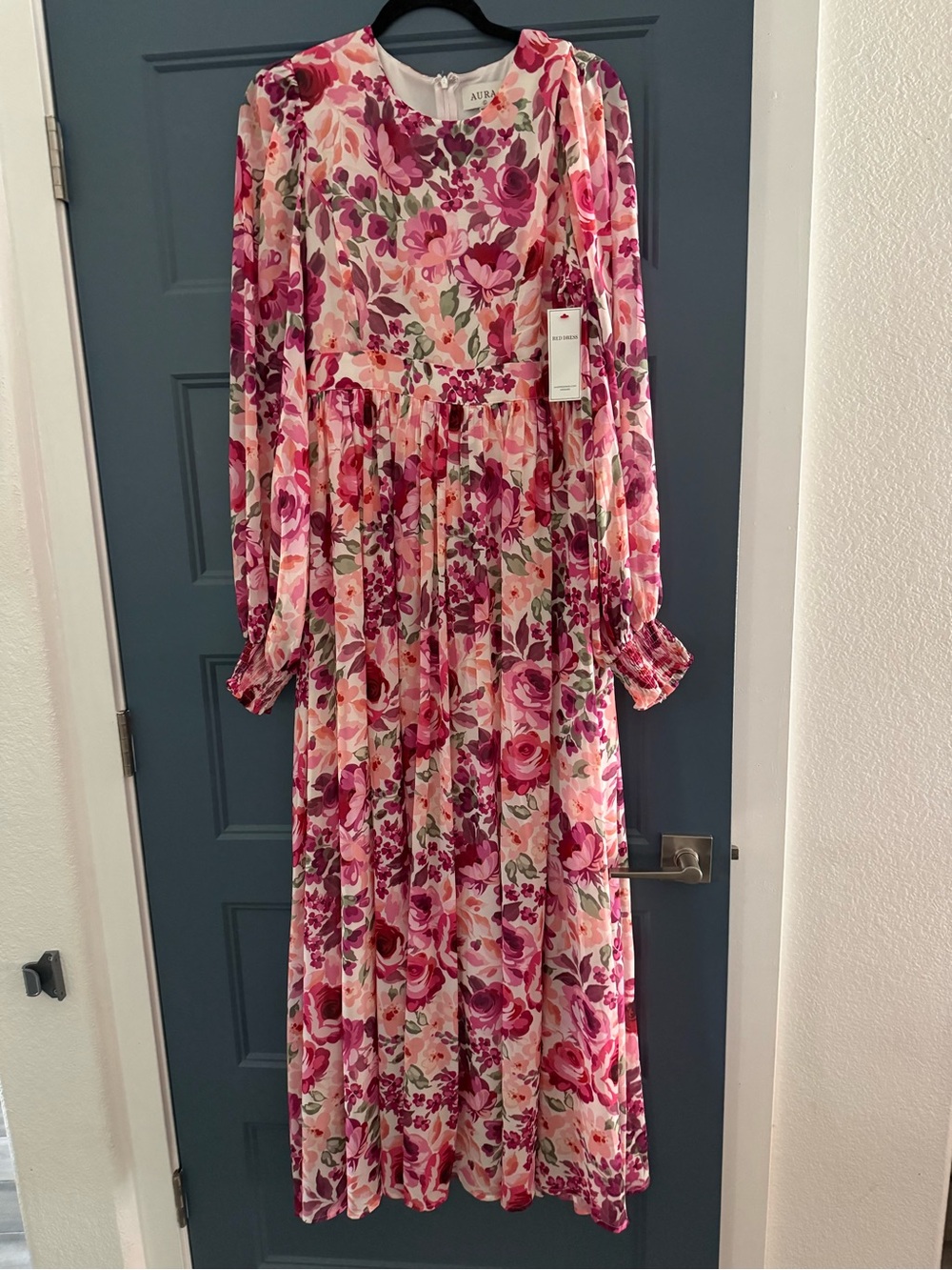 Aura Floral Maxi Dress in Pink and Magenta